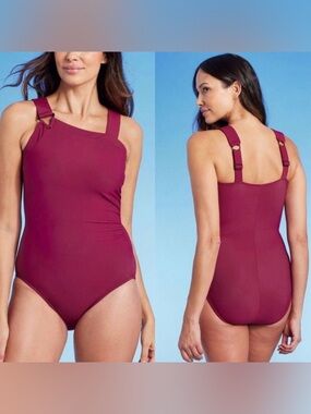 Aqua Green Asymmetrical Shoulder One Piece Swimsuit